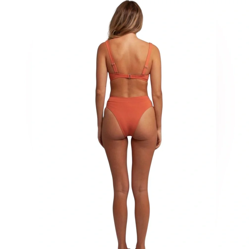 Rhythm Livin’ Swim Bright Orange Cheeky Bikini Swimsuit Bottoms Womens Size 10 - Picture 3 of 6